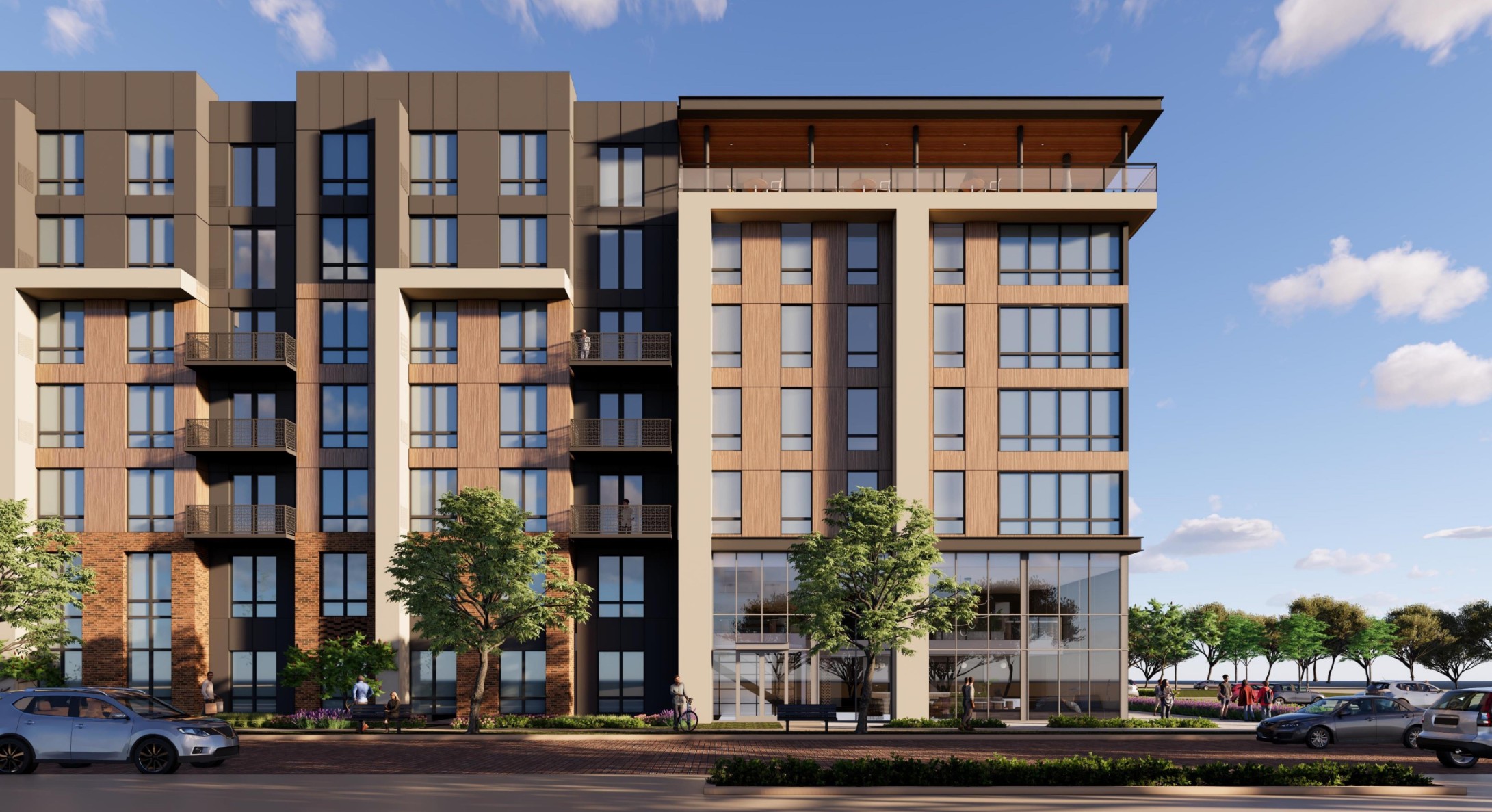 Street view rendering of Troubadour student housing