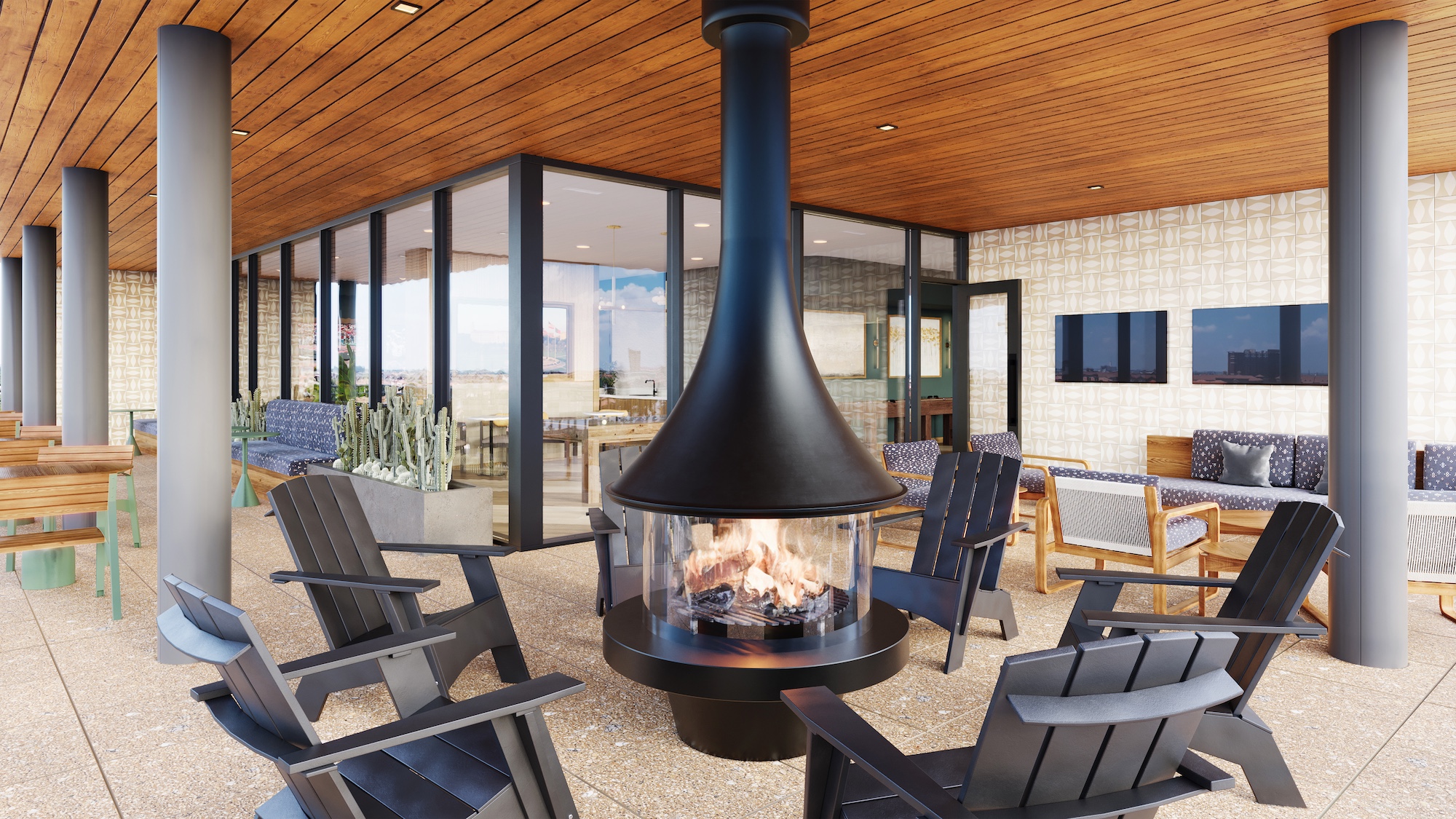 Exterior club terrace rendering