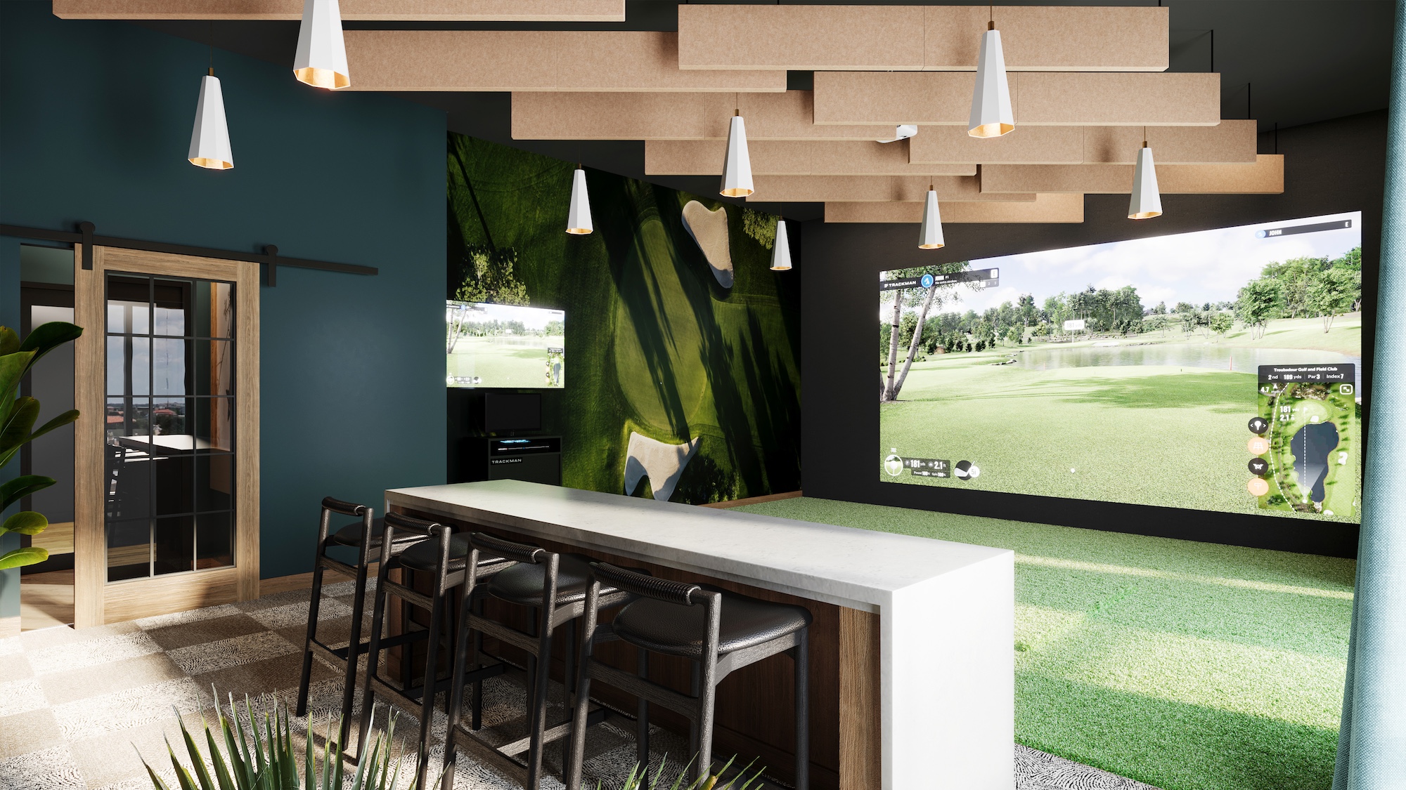 golf simulator club terrace rendering